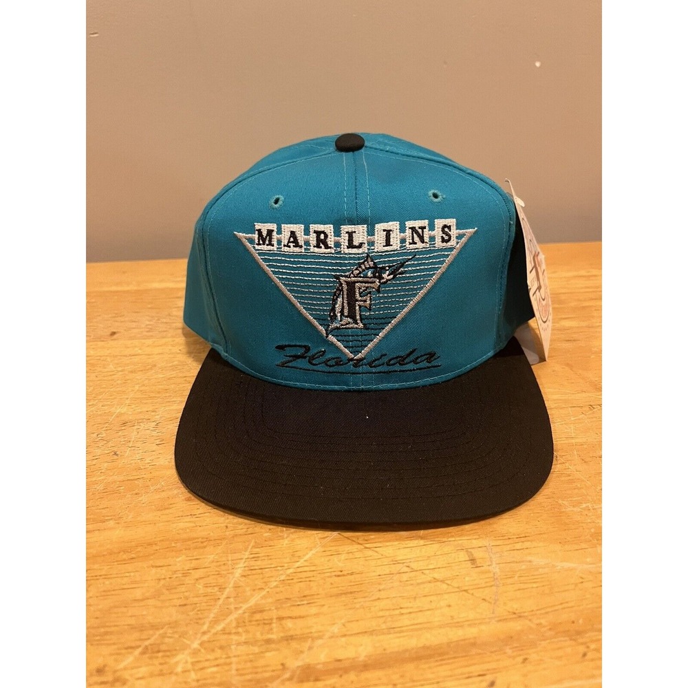 Vtg 90s Florida‎ Marlins Snapback Hat Blockhead MLB Genuine Merchandise NOS